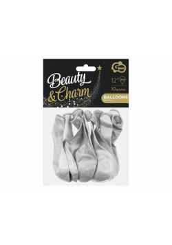 Balony Beauty&Charm metaliki srebrne 10szt