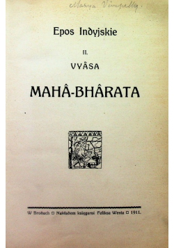 Epos Indyjskie Vyasa, Maha-Barata, 1911 r.