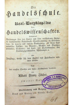Die Handelsschule Real Encyklopadie der Handerlswissenschaften 1834 r.
