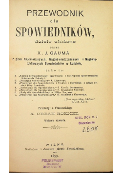 Przewodnik dla spowiedników, 1899r.