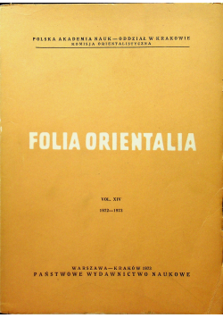 Folia Orientalia Vol XIV