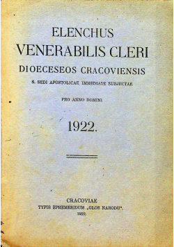 Elenchus Venerabilis Cleri 1922 r.