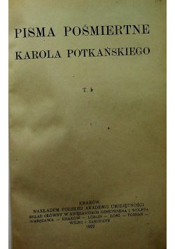 Pisma pośmiertne Karola Potkańskiego 1922 r
