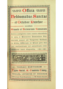 Officia Hebdomadae Sanctae 1892 r