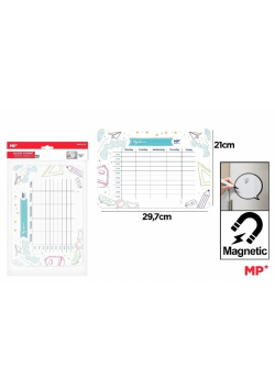 Planer magnetyczny 29,7x21cm tygodniowy z godzin.