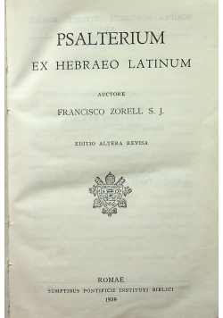 Psalterium ex hebraeo latinum 1939 r.