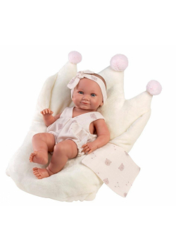 Lalka winylowa bobas Nica w białym śpiworku 40cm