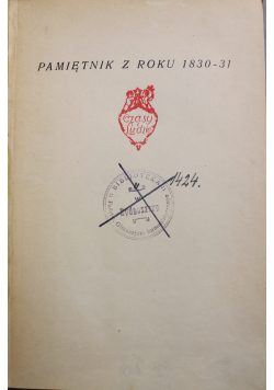 Pamiętnik z roku 1830 31 1924 r.
