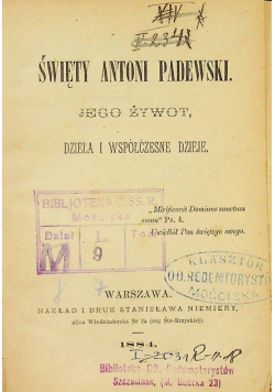 Święty Antoni Padewski 1884 r.
