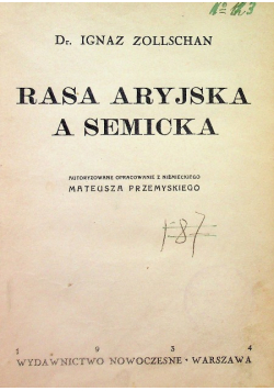 Rasa aryjska a semicka 1934 r.