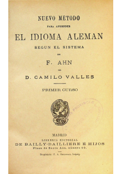 Nuevo Metodo para aprender el Idioma Aleman 1873 r.