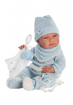 Lalka 73859 bobas Nico błękitny kocyk 38cm