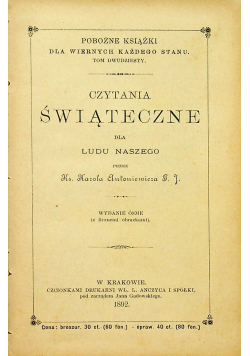 Czytania Świąteczne 1892 r.