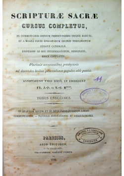 Scripturae sacrae cursus completus Tomus 11 1838 r