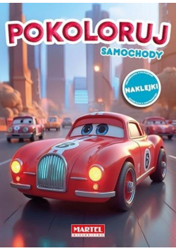 Pokoloruj samochody. Kolorowanka z naklejkami
