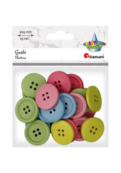 Guziki drewniane okrągłe 25szt mix