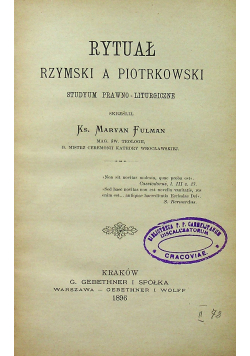 Rytuał rzymski a piotrowski 1896 r.
