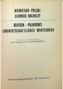 Niemiecko polski słownik rolniczy