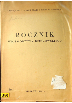 Rocznik Województwa Rzeszowskiego Rok I Zeszyt I Zarys Osadnictwa