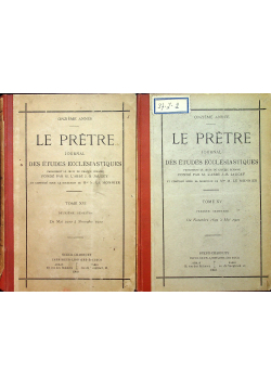 Le Pretre Journal des etudes ecclesiastiques 2 tomy 1900 r.
