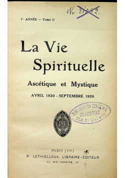La Vie Spirituelle 1920 r.