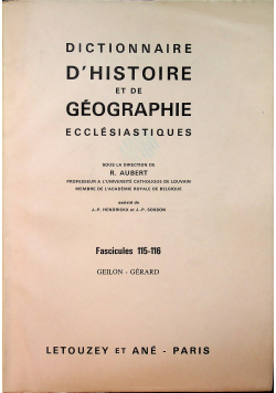 Dictionnaire d histoire et de geographie Fascicules 115 i  116
