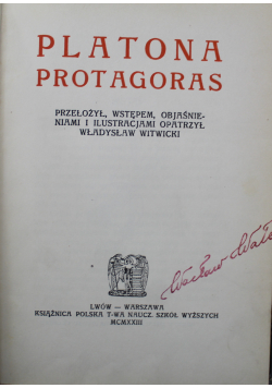 Platona Protagoras 1923 r.