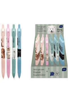 Długopis auto z gripem Puppy Sign nieb (24szt)