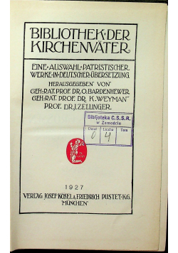 Bibliothet der kirchenvater 1927 r