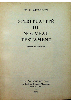 Spiritualite du nouveau testament