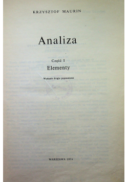 Analiza Część I Elementy
