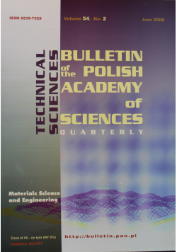 Bulletin of the Polish Academy of Sciences Technical Sciences Vol 54 No 2