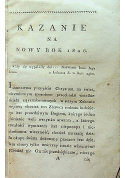Kazania na Nowy Rok  1806 r.