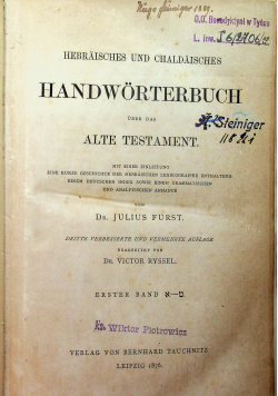 Hebraisches und chaldaisches handworterbuch uber das Alte Testament Tom I i II 1876 r