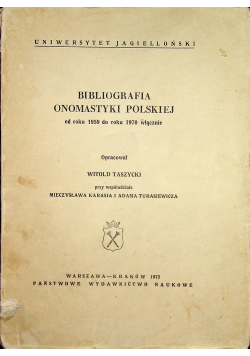 Bibliografia onomastyki polskiej od roku 1959 do roku 1970 włącznie
