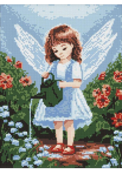 Diamentowa mozaika - Anioł w ogrodzie 30x40cm