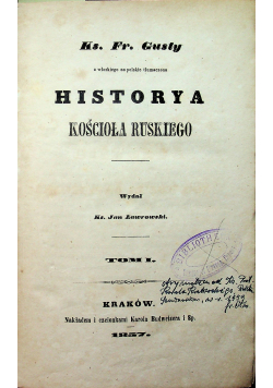 Historya kościoła ruskiego 2 tomy około 1857 r.