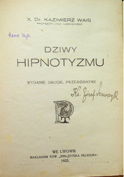 Dziwy hipnotyzmu 1922 r