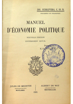Manual d economie politique 1908r