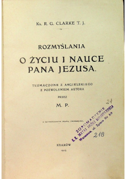Rozmyślania o życiu i nauce Pana Jezusa 1913 r.