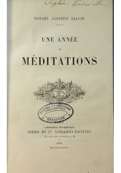 Une Annee de Meditations 1881r