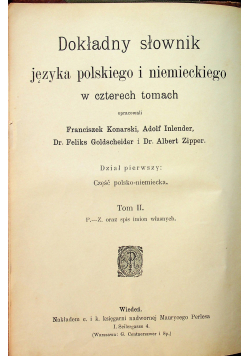Dokładny słownik języków polskiego i niemieckiego w czterech tomach tom II 1907r