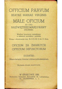 Małe Oficjum ku czci Najświętszej Maryji Panny 1936 r.