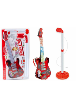 Gitara elektryczna z mikrofonem czerwona