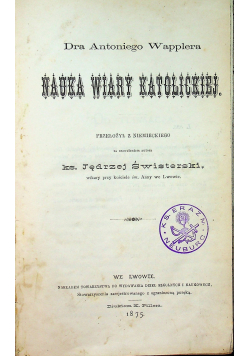 Nauka wiary katolickiej 1875 r