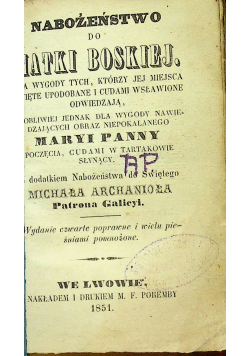 Nabożeństwo do Matki Boskiej 1851 r