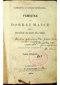 Pamiątka po dobrej matce czyli ostatnie jej rady dla córki 1872r