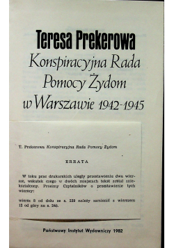 Konspiracyjna Rada Pomocy Żydom w Warszawie 1942 1945