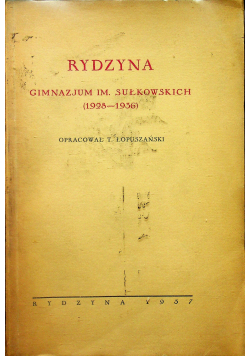 Rydzyna Gimnazjum im Sułkowskich 1928 - 1936 1937 r.