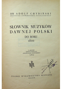 Słownik muzyków dawnej Polski 1949 r